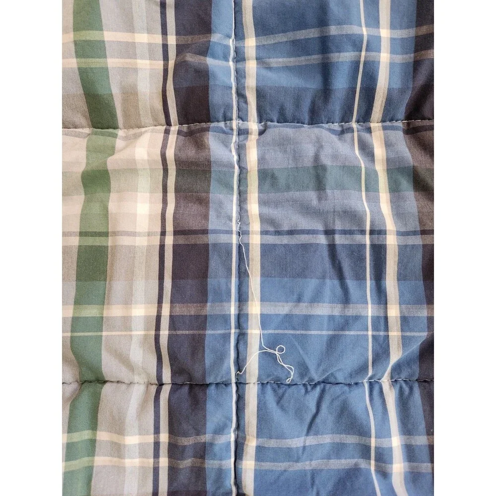 Vintage LL Bean Plaid Comforter Bedding Blanket 107x96 Inches King size Flaws Se